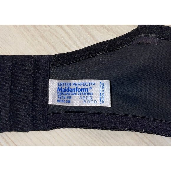 Vtg Letter Perfect Maidenform 7218 Floral Lace Unlined WF Womens 36DD Black - Picture 6 of 6